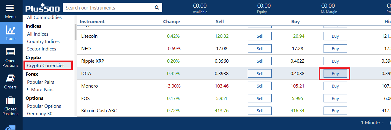 Buy IOTA on Plus500
