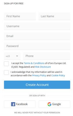 Register on eToro
