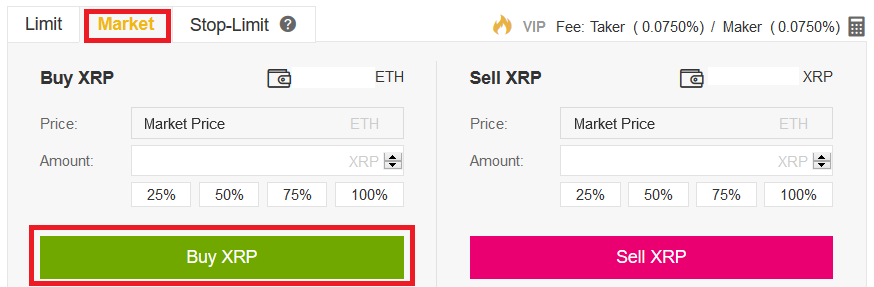 Buying Ripple on Binance Step 3