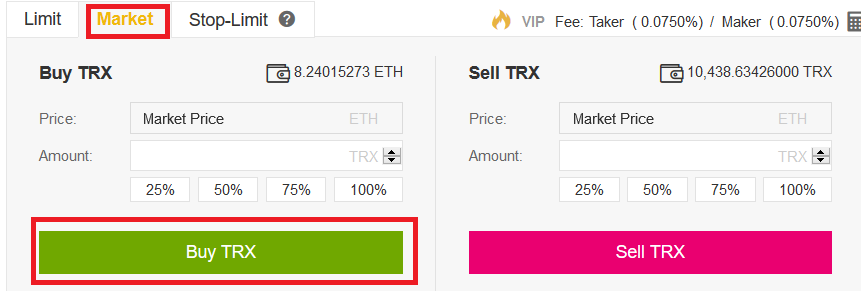 market order buy Tron