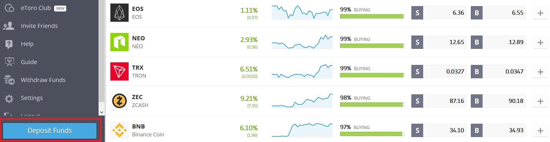 Buy TRON on eToro Step 2