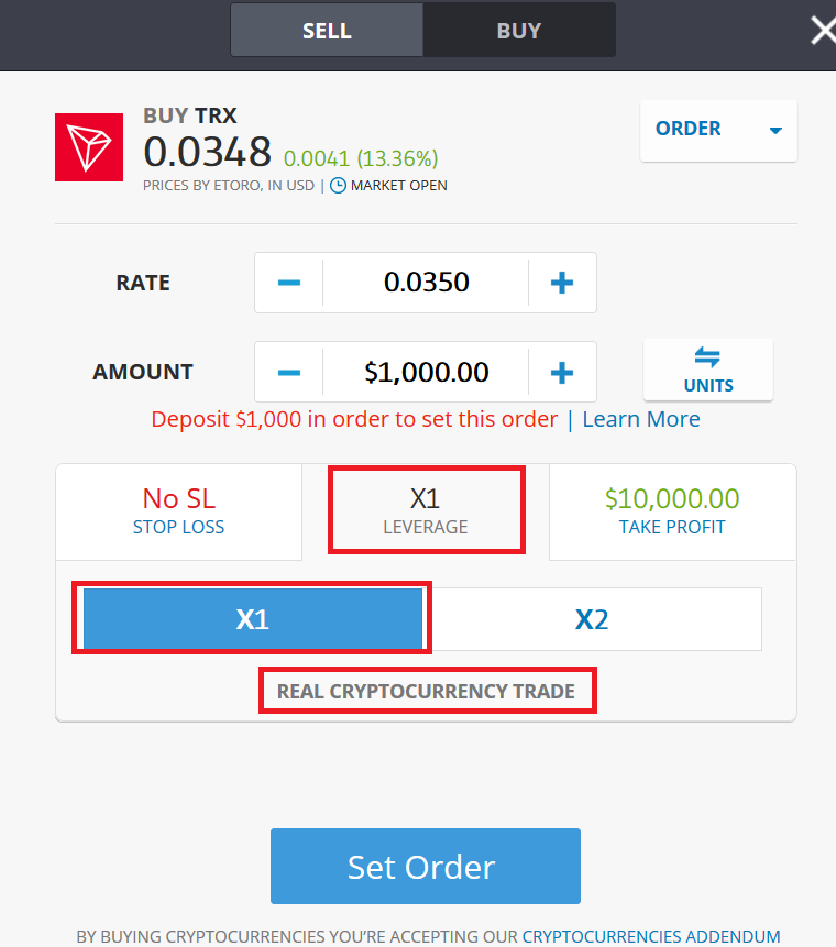Buy TRON on eToro Step 3