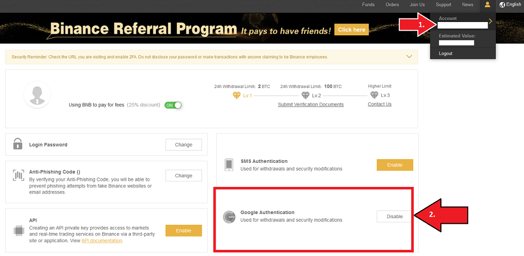 Activate Binance 2FA Google Authenticator