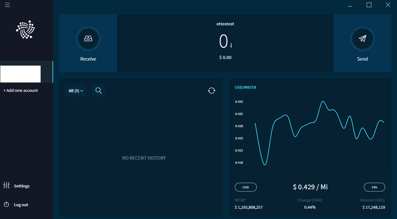 iota trinity wallet dashboard