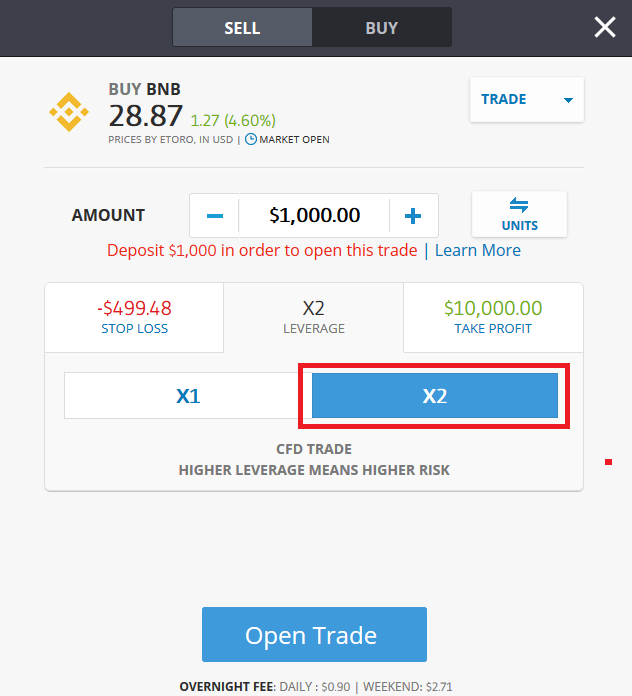 Buy Binance Coin CFD on eToro