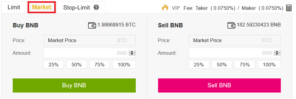 Trade BNB on Binance