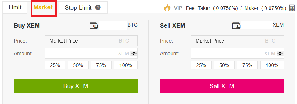 Acheter NEM sur Binance Etape 3