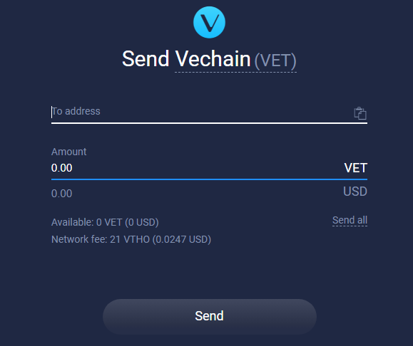 atomic wallet vechain versenden