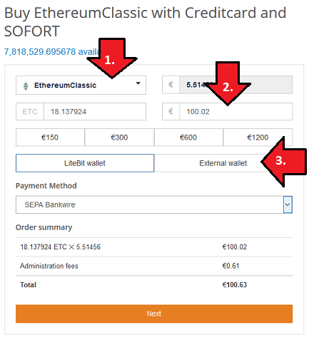 Buy Ethereum Classic with SEPA