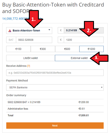 Buy the basic attention token on litebit